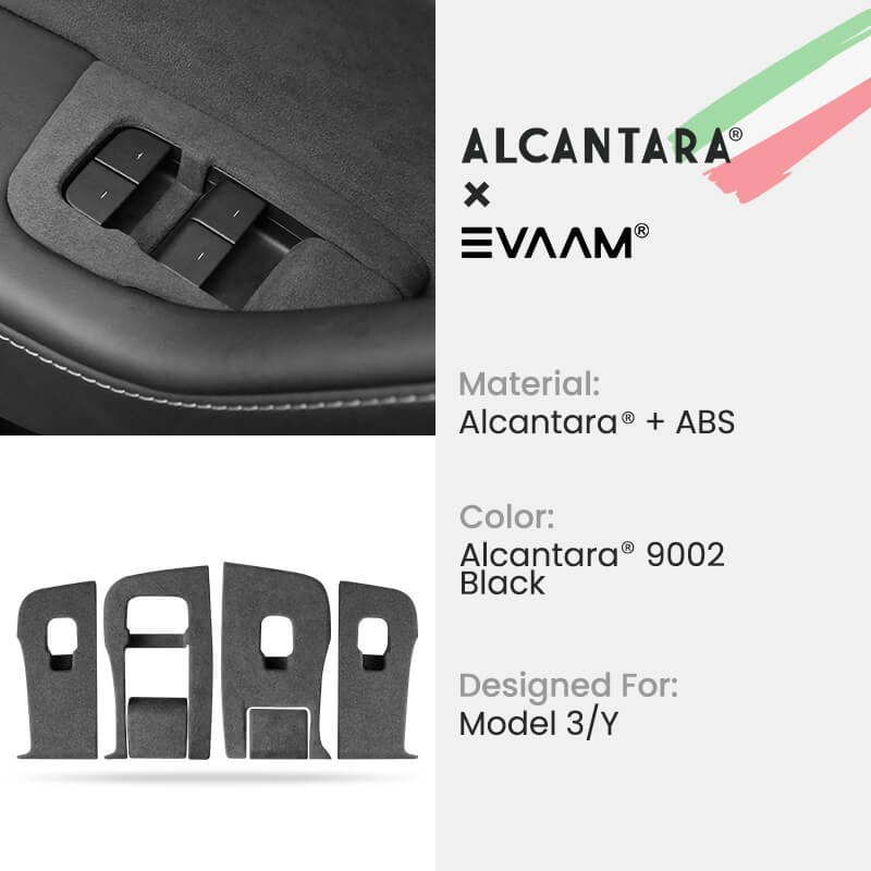 Alcantara Door & Window Switch Button Trim Cover For Tesla Model 3/Y (2017-2023)-EVAAM® - EVAAM