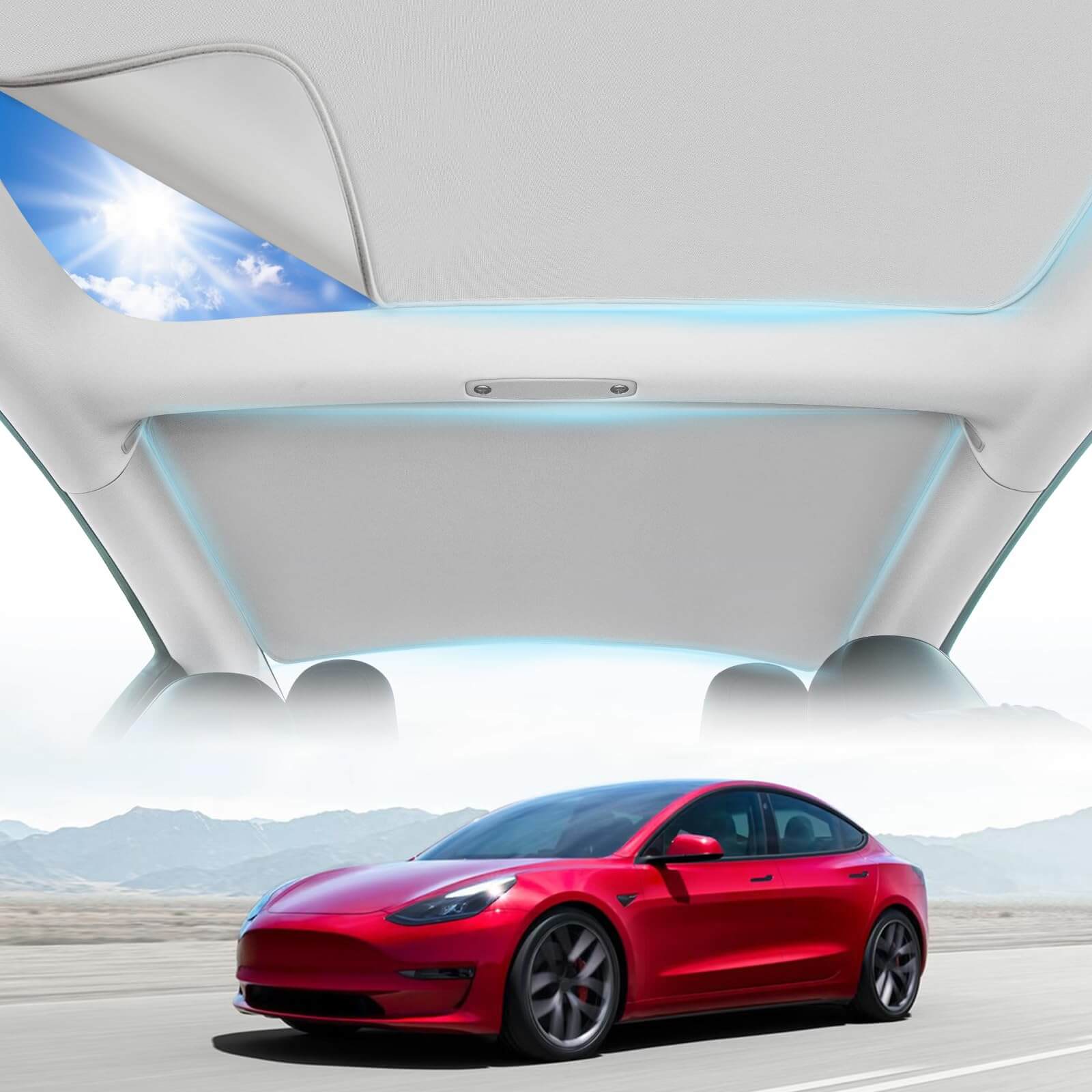For Tesla Model 3/ Y Electrostatic Sorption Sunshade Ice Cloth Sunroof Lot  A7