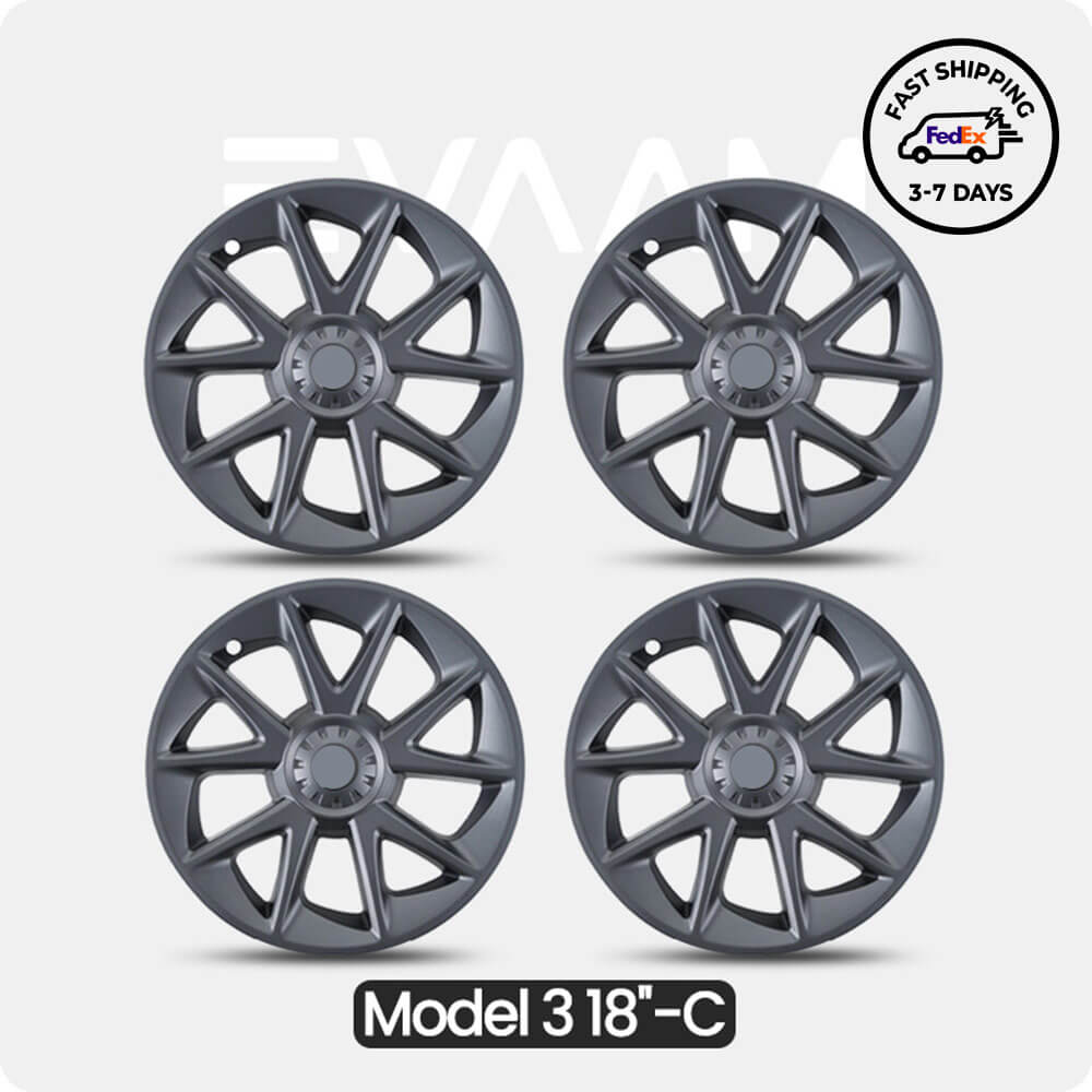 EVAAM® Wheel Covers Hubcap for Tesla Model 3 2017-2023 (4pcs)-Style B/C - EVAAM