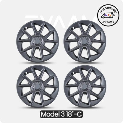 EVAAM® Wheel Covers Hubcap for Tesla Model 3 2017-2023 (4pcs)-Style B/C - EVAAM