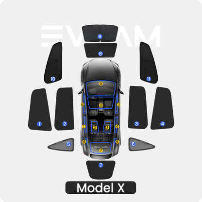 EVAAM® Sunshade Privacy Window Shade for Tesla Model X (2015-2023) - EVAAM