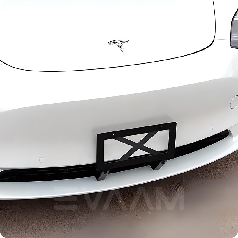 EVAAM® No Drill Front License Plate Frames Covers for Tesla Model 3/Y (2017-2023)