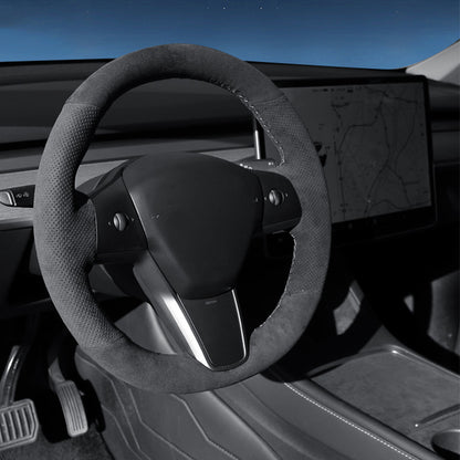 EVAAM® Alcantara Hand Stitch Steering Wheel Cover for Tesla Model 3/Y (2017-2023)