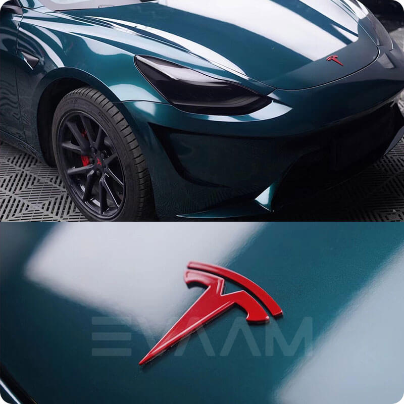 EVAAM® "T" Emblem Front & Rear Badge Replacement Full Set For Tesla Model 3/Y (1 Pair) - EVAAM