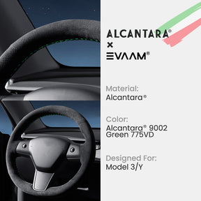 EVAAM® Alcantara Hand Stitch Steering Wheel Cover for Tesla Model 3/Y (2017-2023)