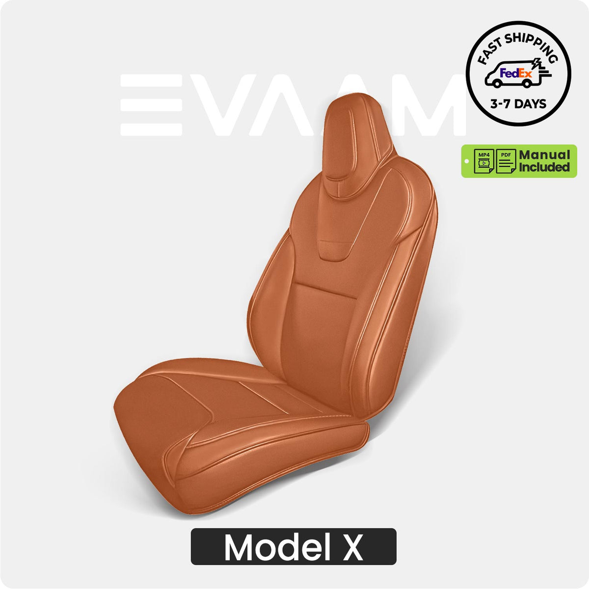 EVAAM® All-Inclusive Leather Full Seat Covers for Tesla 2015-2023 Model X 5 Seat