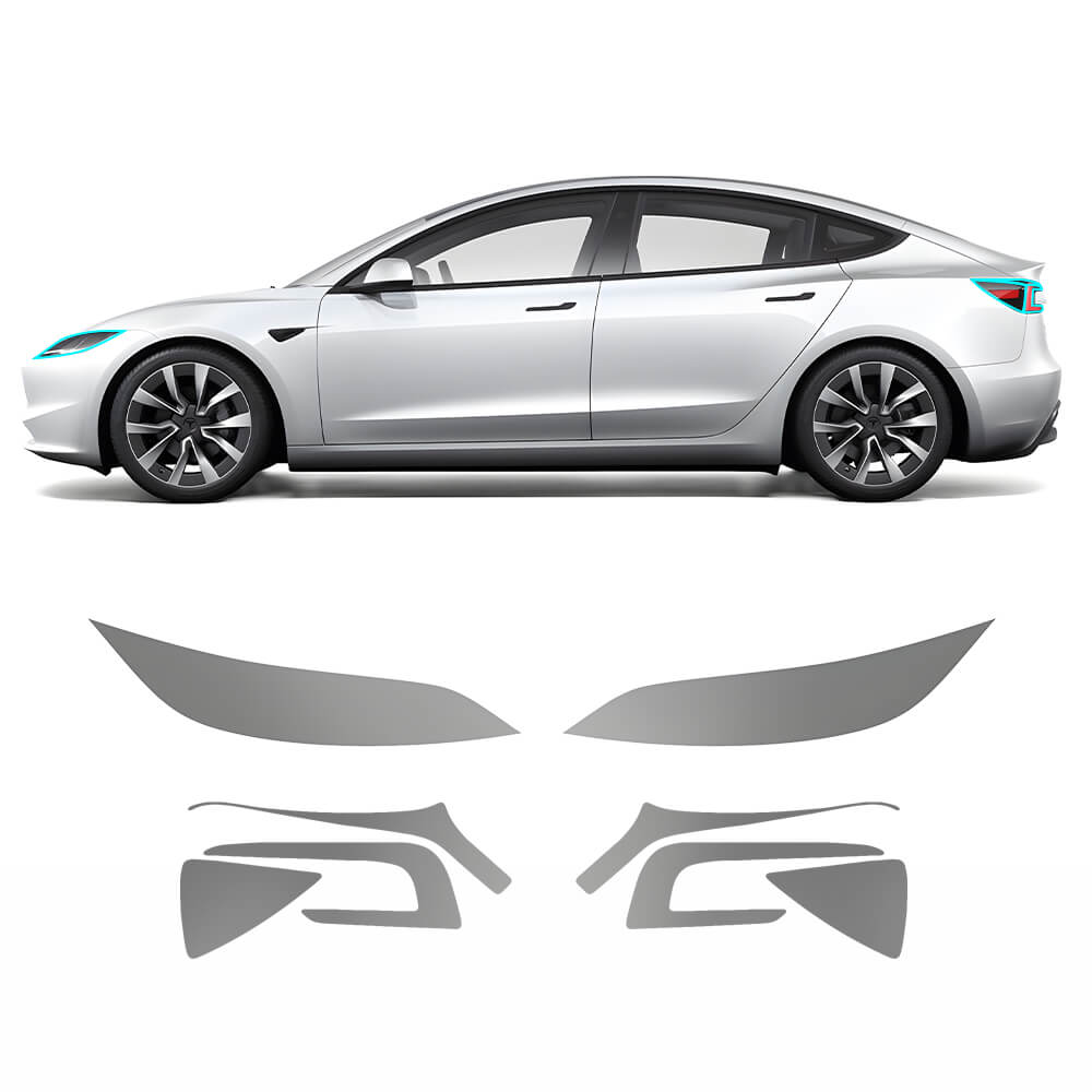Film de protection pour phares et feux arrière EVAAM® en TPU teinté fumé pour Tesla Model Y Juniper 2025+