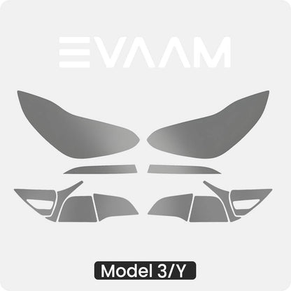 Film de protection pour phares et feux arrière EVAAM® en TPU teinté fumé pour Tesla Model Y Juniper 2025+