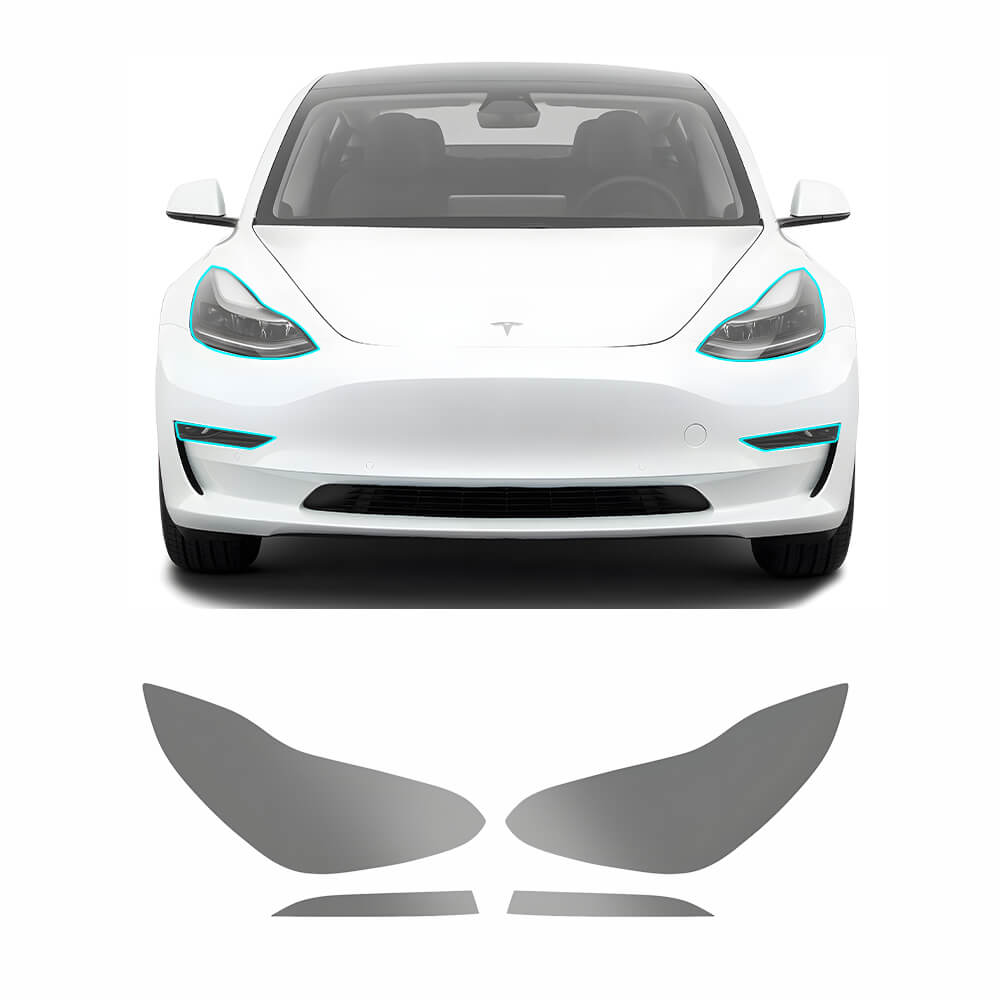 Film de protection pour phares et feux arrière EVAAM® en TPU teinté fumé pour Tesla Model Y Juniper 2025+
