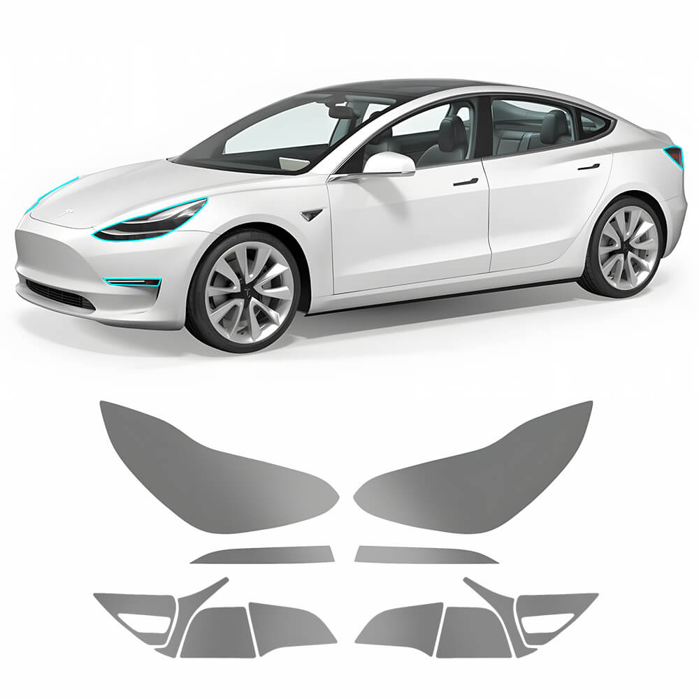 Film de protection pour phares et feux arrière EVAAM® en TPU teinté fumé pour Tesla Model Y Juniper 2025+