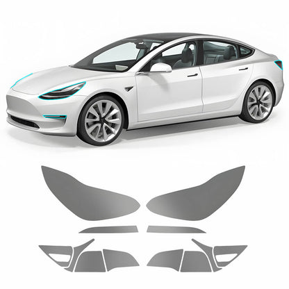 Film de protection pour phares et feux arrière EVAAM® en TPU teinté fumé pour Tesla Model Y Juniper 2025+