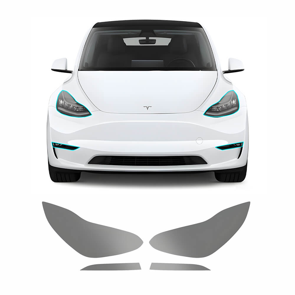 Film de protection pour phares et feux arrière EVAAM® en TPU teinté fumé pour Tesla Model Y Juniper 2025+