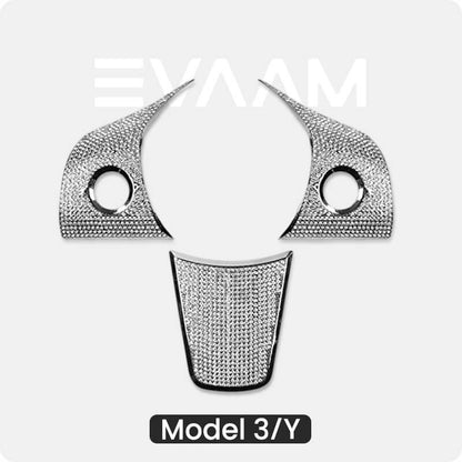 EVAAM® Bling Diamond Steering Wheel Wrap Cover Kit for Model 3/Y (2017-2023) - EVAAM