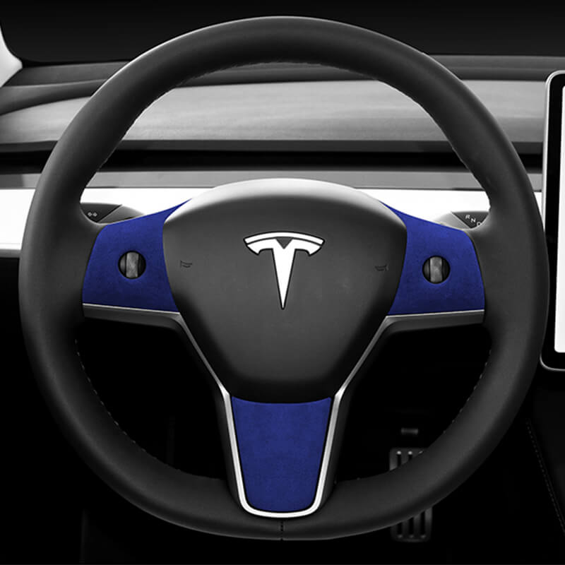 Alcantara Tesla Steering Wheel Wrap Cover Kit for Model 3/Y (2017-2023)-EVAAM® - EVAAM