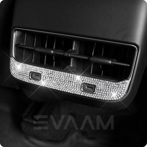 EVAAM® Bling Diamond Rear Seat Usb Hub Decorate Sticker for Tesla Model 3/Y (2017-2023) - EVAAM