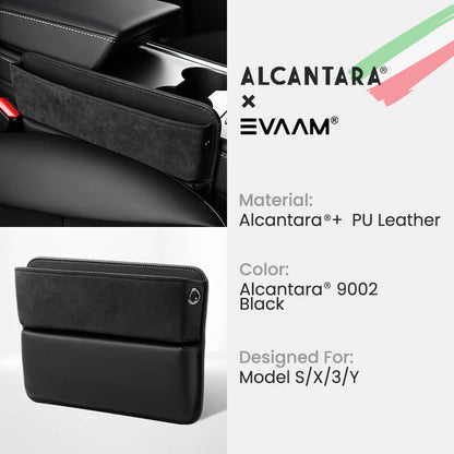Alcantara Car Seat Gap Pocket Organizer for Tesla Model 3/Y/S/X-EVAAM® - EVAAM