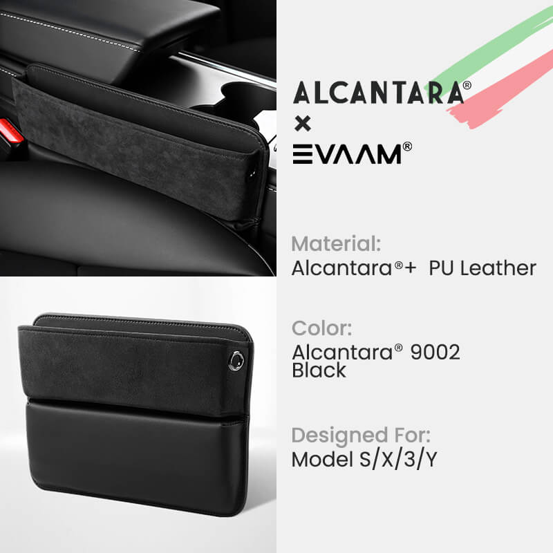 Alcantara Car Seat Gap Pocket Organizer for Tesla Model 3/Y/S/X-EVAAM® - EVAAM