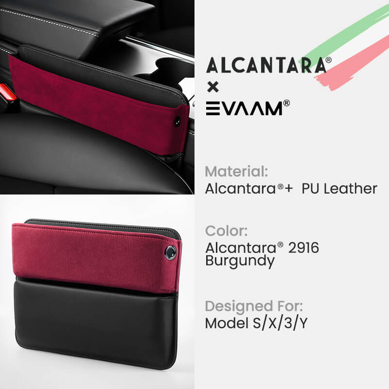 Alcantara Car Seat Gap Pocket Organizer for Tesla Model 3/Y/S/X-EVAAM® - EVAAM