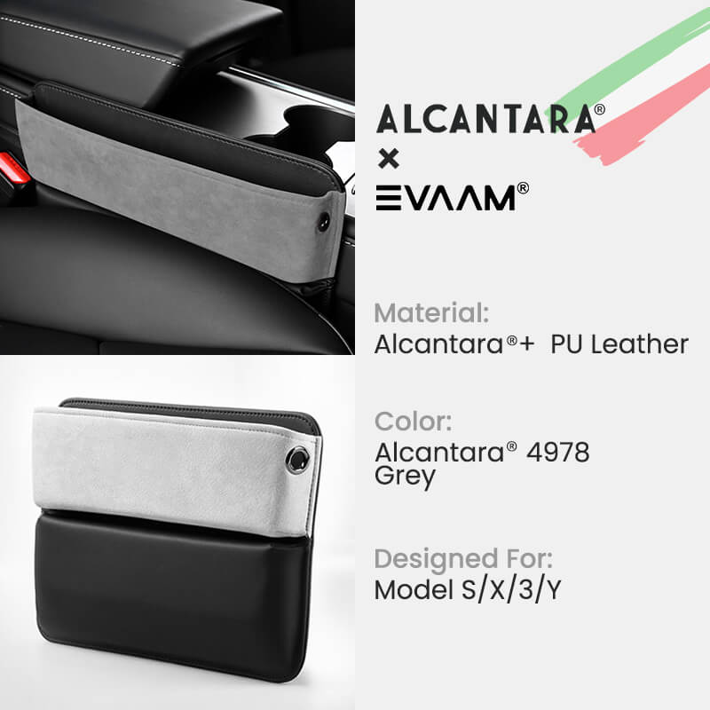 Alcantara Car Seat Gap Pocket Organizer for Tesla Model 3/Y/S/X-EVAAM® - EVAAM