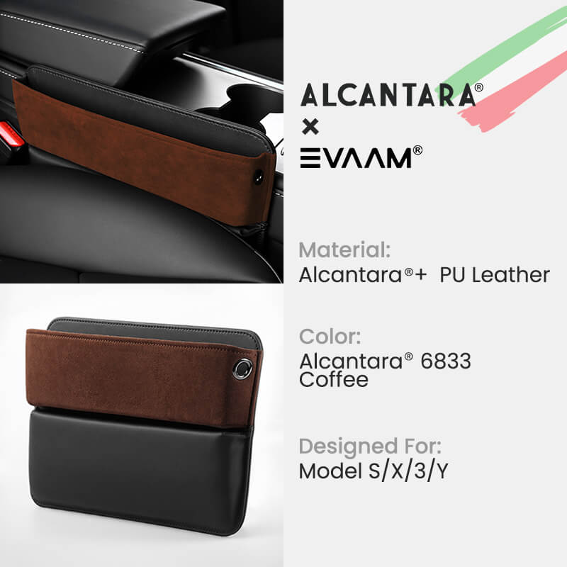 Alcantara Car Seat Gap Pocket Organizer for Tesla Model 3/Y/S/X-EVAAM® - EVAAM
