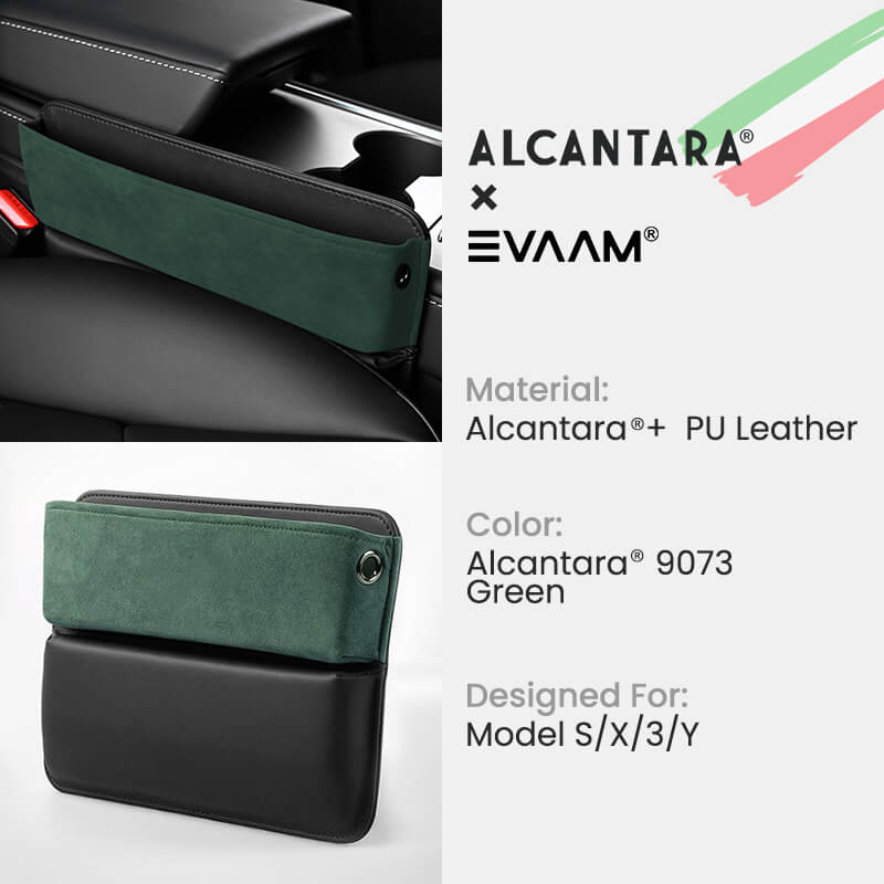 Alcantara Car Seat Gap Pocket Organizer for Tesla Model 3/Y/S/X-EVAAM® - EVAAM