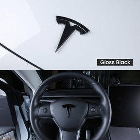 EVAAM® "T" Emblem Front & Rear Badge Decal Wrap Logo Covers Full Set For Tesla Model 3/Y (3Pcs) - EVAAM
