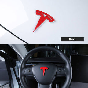 EVAAM® "T" Emblem Front & Rear Badge Decal Wrap Logo Covers Full Set For Tesla Model 3/Y (3Pcs)-red tesla logo