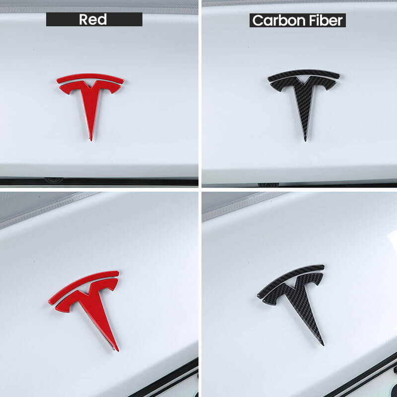 EVAAM® Front & Rear Badge Decal Wrap Logo Covers Full Set For Tesla Model 3/ Y (3Pcs)