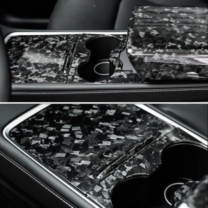 EVAAM® Forged Real Carbon Fiber Center Console Wraps Kit for Tesla Model 3/Y - EVAAM