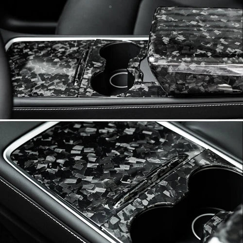 EVAAM® Forged Real Carbon Fiber Center Console Wraps Kit for Tesla Model 3/Y - EVAAM