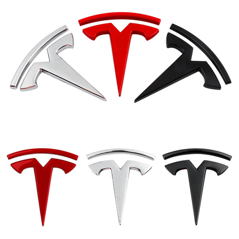 Tesla T Raised Emblem Badge Kit Set vorne hinten und Lenkrad für Model 3
