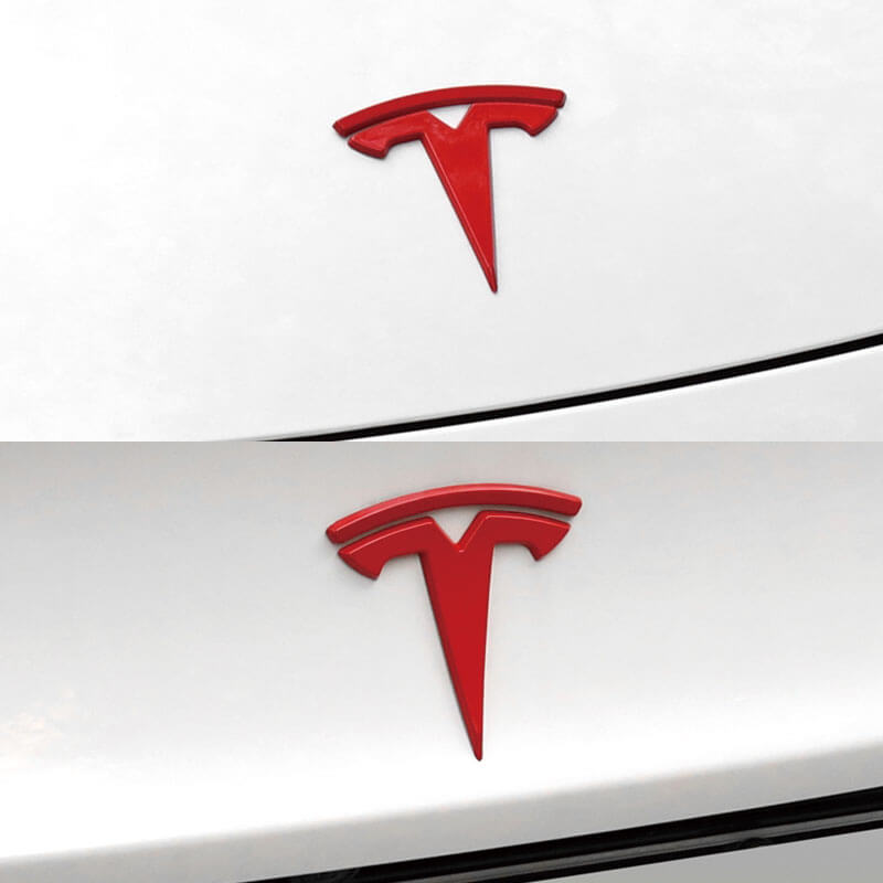 EVAAM Tesla Front & Rear Badge Replacement Full Set for Model 3/Y (1 Pair) Model 3 / Red - Logo Replacement (1 Pair)