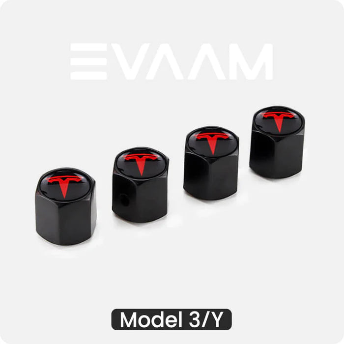EVAAM® Tesla Tire Valve Stem Cap Cover Kit for Model 3/Y Accessories (4Pcs) [2017-2023] - EVAAM