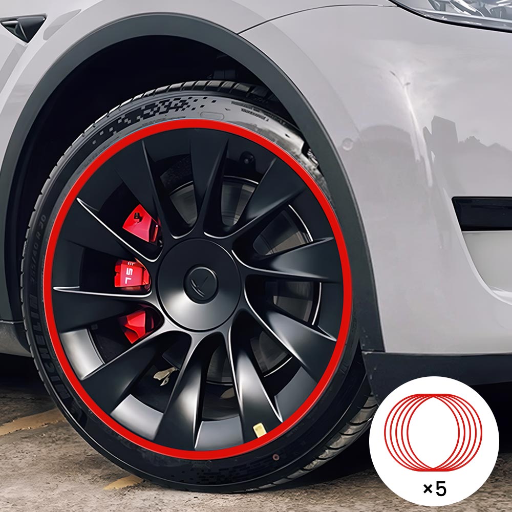 EVAAM® Red Aluminum Alloy Wheel Rim Protector - Fits All Cars (5pcs)