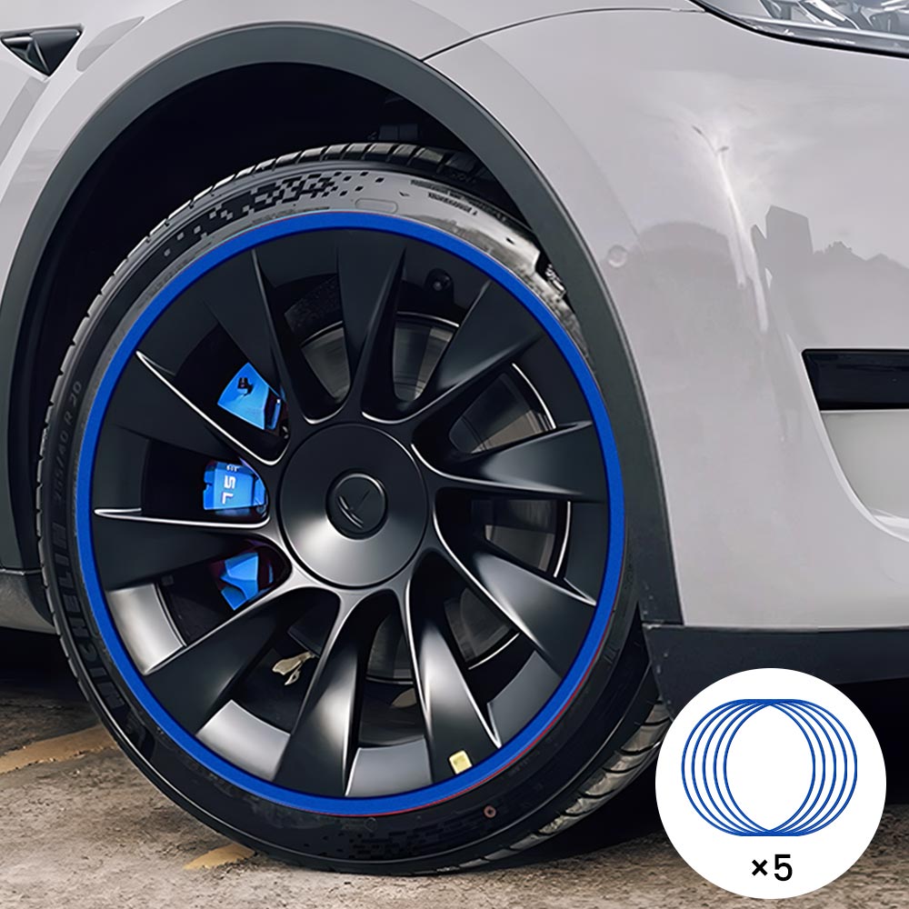 EVAAM® Blue Aluminum Alloy Wheel Rim Protector - Fits All Cars (5pcs) - EVAAM