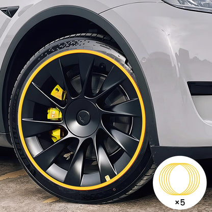 EVAAM® Yellow Aluminum Alloy Wheel Rim Protector - Fits All Cars (5pcs) - EVAAM
