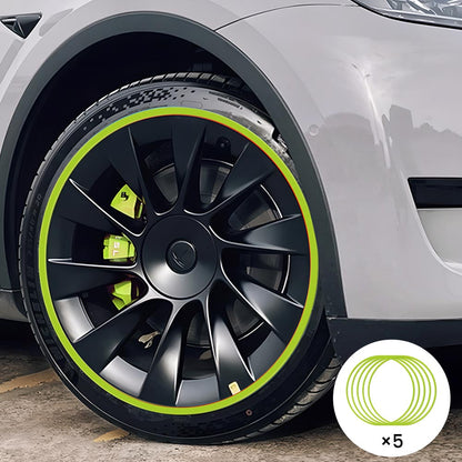 EVAAM® Green Aluminum Alloy Wheel Rim Protector - Fits All Cars (5pcs) - EVAAM