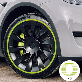 EVAAM® Green Aluminum Alloy Wheel Rim Protector - Fits All Cars (5pcs)