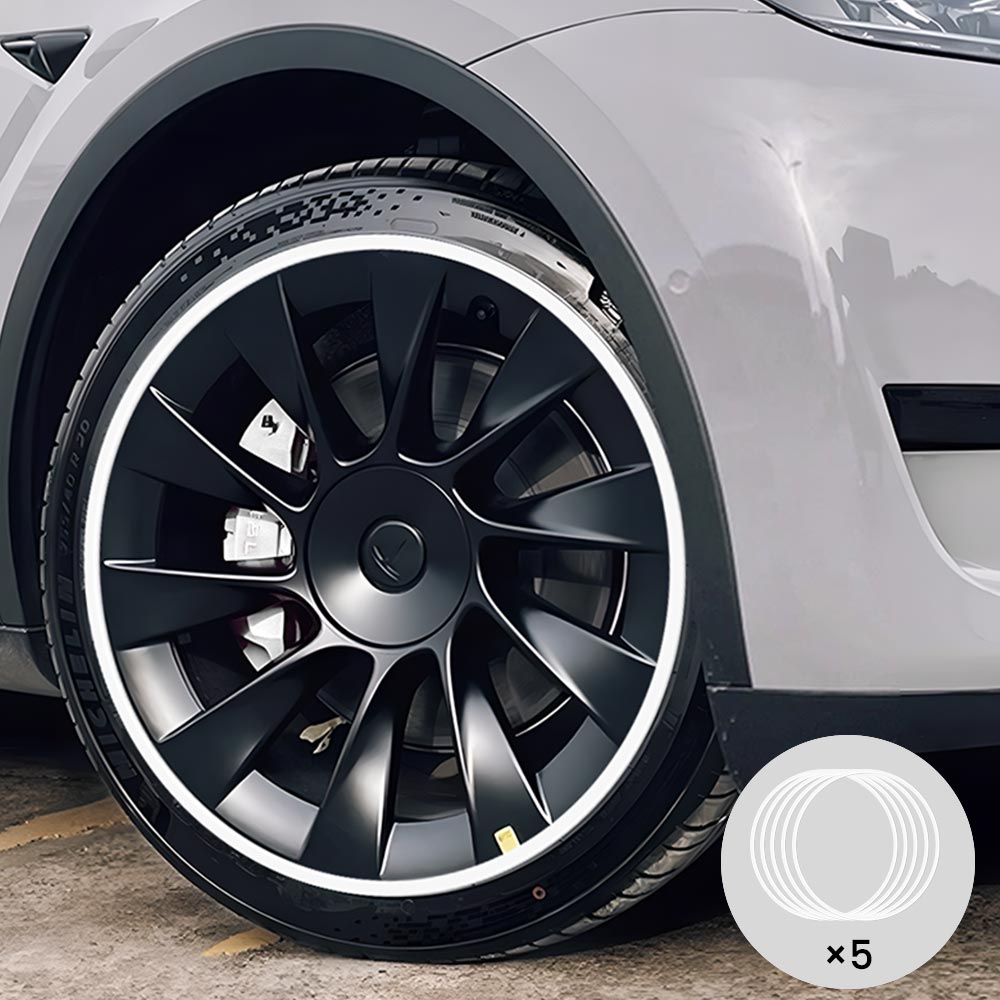 EVAAM® White Aluminum Alloy Wheel Rim Protector - Fits All Cars (5pcs) - EVAAM