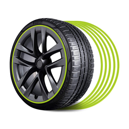 EVAAM® Green Aluminum Alloy Wheel Rim Protector - Fits All Cars (5pcs) - EVAAM