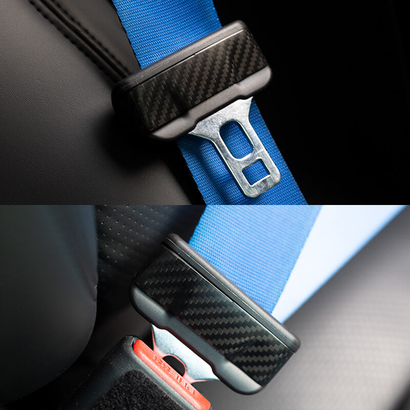 (2 PCS) EVAAM Matte Real Carbon Fiber Seat Belt Fascia Cover for Model 3/Y 2017-2022 - EVAAM