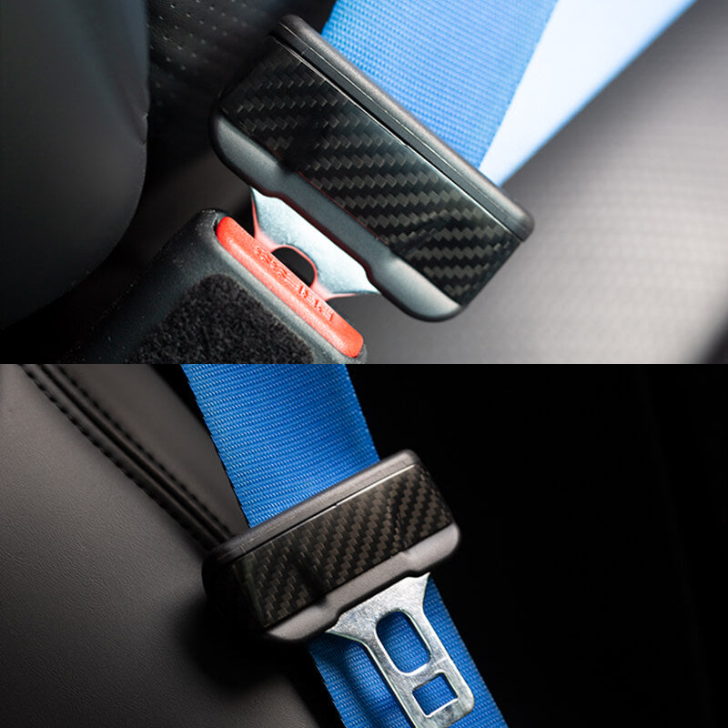 (2 PCS) EVAAM Matte Real Carbon Fiber Seat Belt Fascia Cover for Model 3/Y 2017-2022 - EVAAM