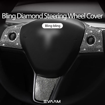 EVAAM Bling Diamond Steering Wheel Cover for Model 3/Y Accessories - EVAAM