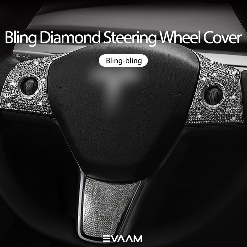 EVAAM Bling Diamond Steering Wheel Cover for Model 3/Y Accessories - EVAAM