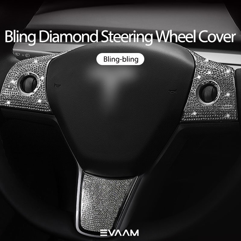 EVAAM® Bling Diamond Steering Wheel Wrap Cover Kit for Model 3/Y  (2017-2023)