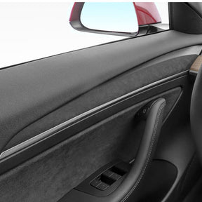 Alcantara Interior Front Door Trim Panel Caps for 2021+ Tesla Model 3/Y By EVAAM™ - EVAAM