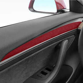 Alcantara Interior Front Door Trim Panel Caps for 2021+ Tesla Model 3/Y By EVAAM™ - EVAAM