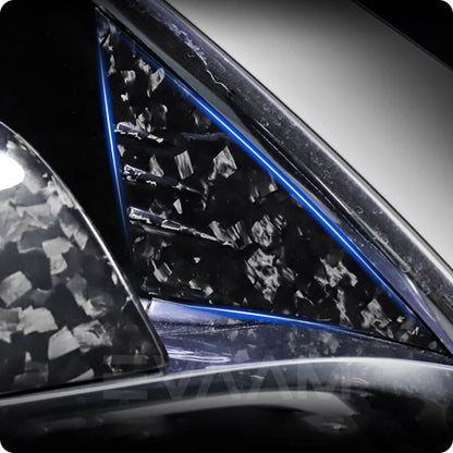 EVAAM™ Forged Real Carbon Fiber Front Triangular Window Cover for Model 3/Y 2017-2023 - EVAAM