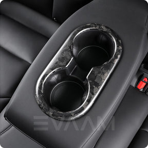 EVAAM™ Forged Real Carbon Fiber Rear Center Cupholder Cover for Model 3/Y 2017-2023 - EVAAM