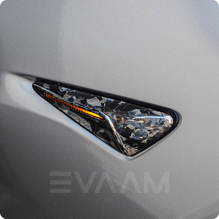 EVAAM® Real Carbon Fiber Tesla Turn Signal Side Camera Covers